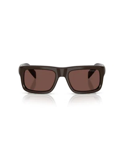 Prada Cigar Acetate Rectangular Sunglasses In Brown