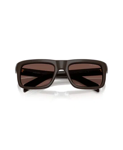 Prada Cigar Acetate Rectangular Sunglasses In Brown