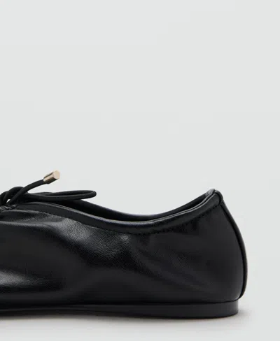 Mango Ruched Ballet Flat In Black