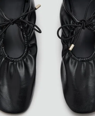 Mango Ruched Ballet Flat In Black