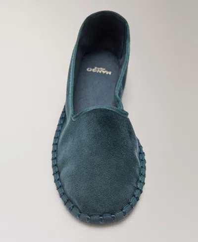 Mango Velour Loafer In Blue