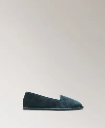 Mango Velour Loafer In Blue