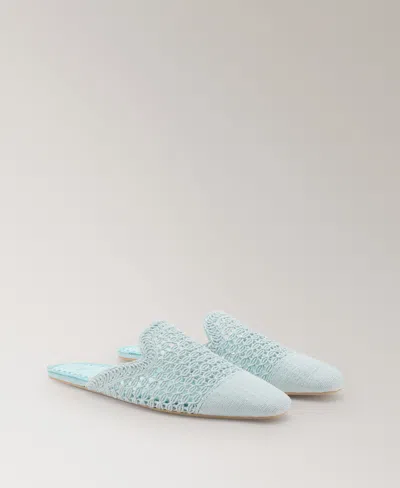 Mango Crochet Mule Slipper In Blue