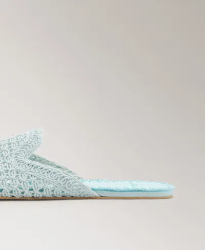 Mango Crochet Mule Slipper In Blue