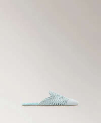 Mango Crochet Mule Slipper In Blue