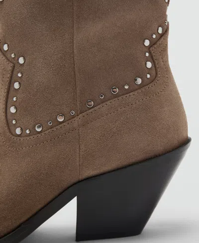 Mango Studs Suede Ankle Boots In Brown