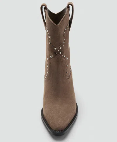 Mango Studs Suede Ankle Boots In Brown