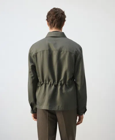Mango Men's Ruched-back Lyocell Jacket In Green