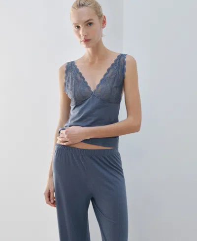 Mango Women's Basic Long Lyocell Trousers In Blue