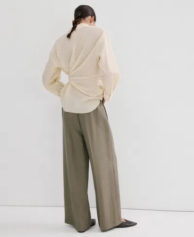 Mango Lyocell Blend Pants In Green