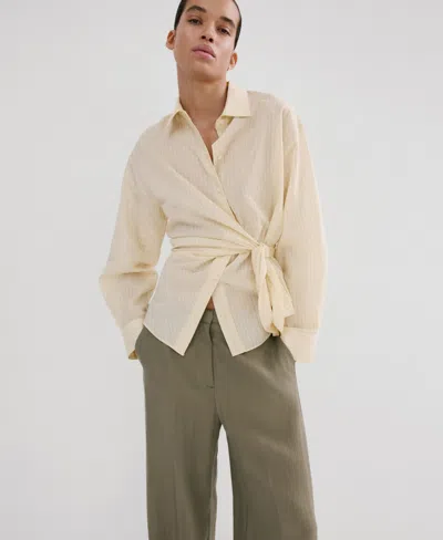 Mango Lyocell Blend Pants In Green