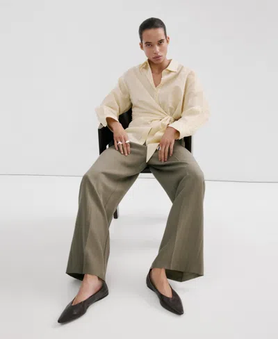 Mango Lyocell Blend Pants In Green