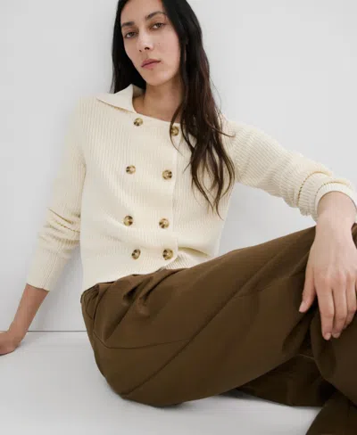 Mango Knitted Buttoned Jacket In Neutral