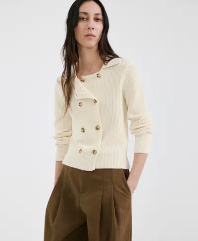 Mango Knitted Buttoned Jacket In Neutral