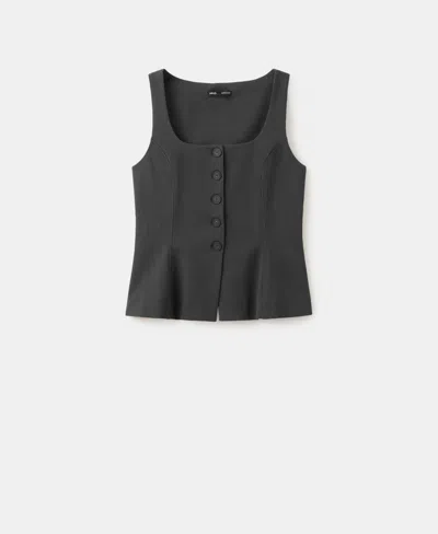 Mango Peplum Buttoned Vest In Grey