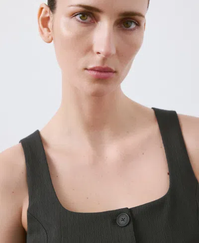 Mango Peplum Buttoned Vest In Grey