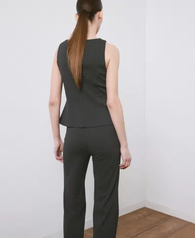 Mango Peplum Buttoned Vest In Grey