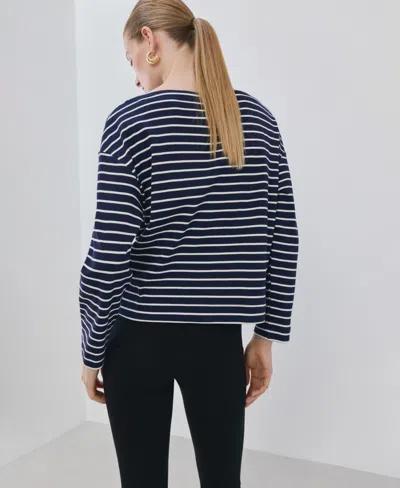 Mango Stripe Boatneck Sweatshirt In Blue