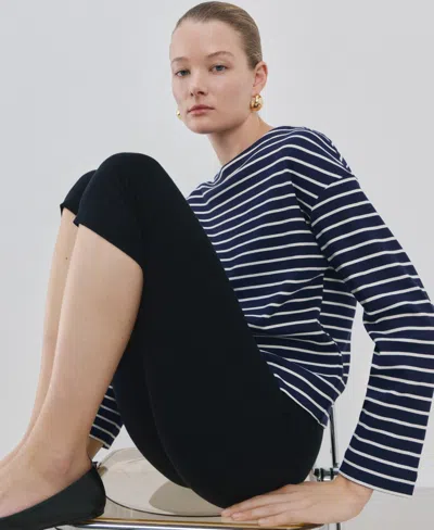 Mango Stripe Boatneck Sweatshirt In Blue