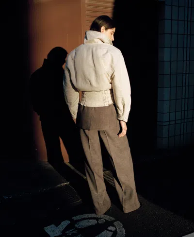 Mango Oversize Gathered Hem Jacket In Neutral