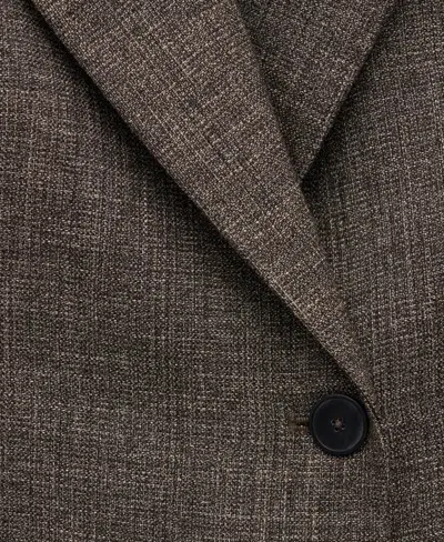 Mango Herringbone Double Breasted Blazer In Gray