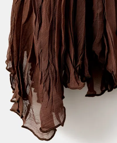 Mango Ruffled Chiffon Maxi Skirt In Brown