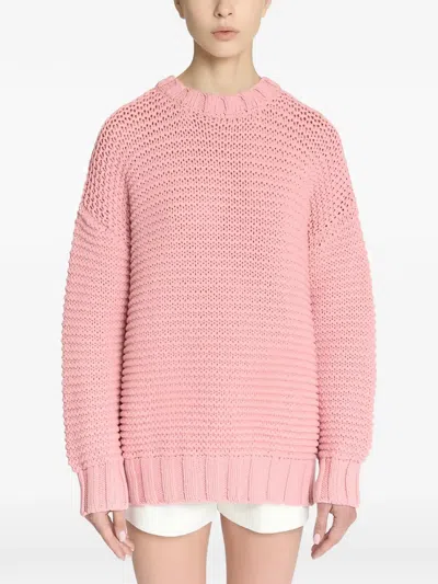 Malo Emma Cashmere Chainette Knit Crewneck Sweater In Pink