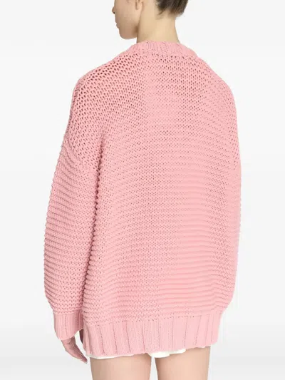 Malo Emma Cashmere Chainette Knit Crewneck Sweater In Pink