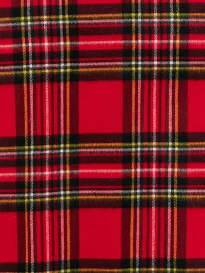 Barbour Red Check Pattern Wool Scarf In Red