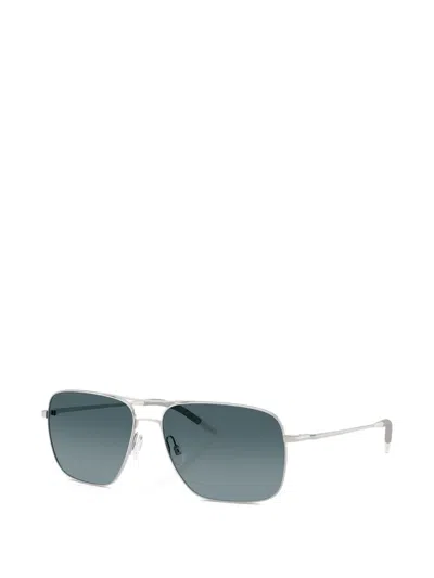 Oliver Peoples Clifton 58mm Polarized Gradient Rectangular Sunglasses In Blue