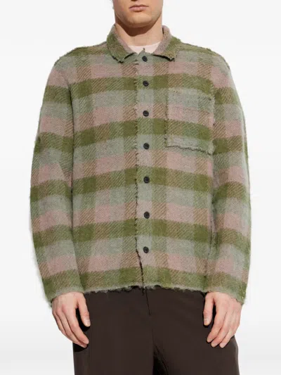 Allsaints Mens Sunbaked Pink Adler Checked Wool And Alpaca-blend Cardigan In Multi