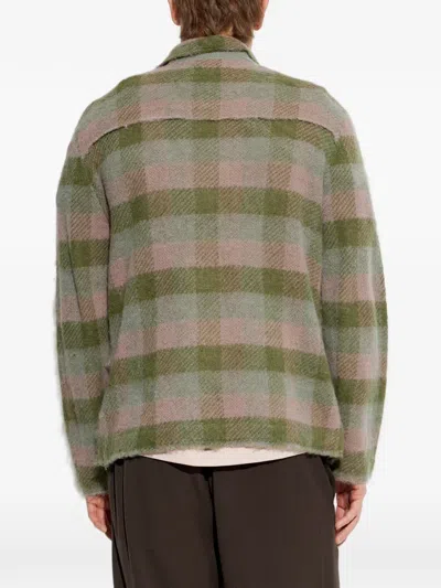 Allsaints Mens Sunbaked Pink Adler Checked Wool And Alpaca-blend Cardigan In Multi