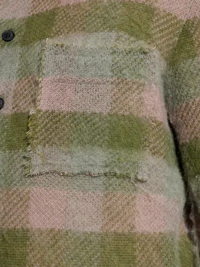 Allsaints Mens Sunbaked Pink Adler Checked Wool And Alpaca-blend Cardigan In Multi