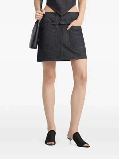 Courrèges Flap-pocket Mini Skirt In Blue