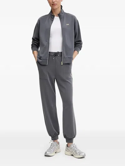 Ea7 Drawstring Logo Trousers In Gray