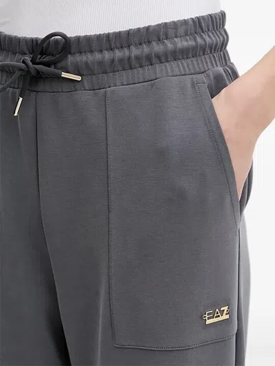 Ea7 Drawstring Logo Trousers In Gray