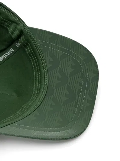 Armani Exchange Logo-plaque Patterned Hat In Green