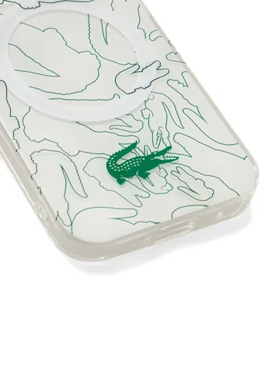 Lacoste Crocodile-pattern Iphone 15 Pro Max Case In White