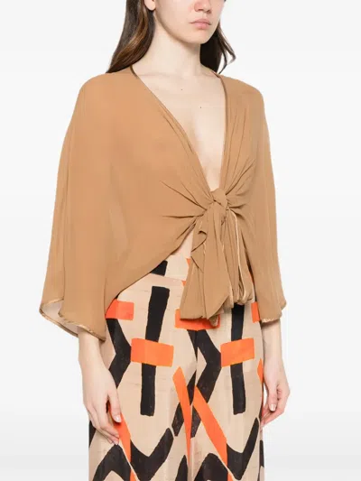 Dixie Tie-front Top In Brown