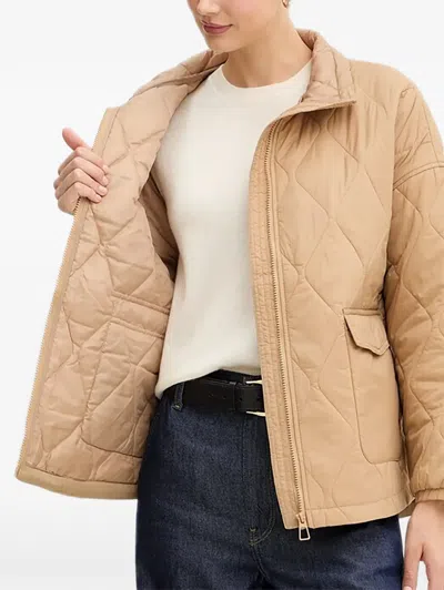 Benetton Quilted Flap-pocket Jacket In Neutral