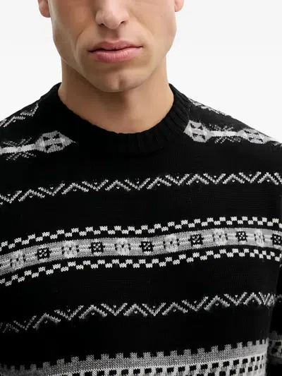 Benetton Patterned Sweater In Black