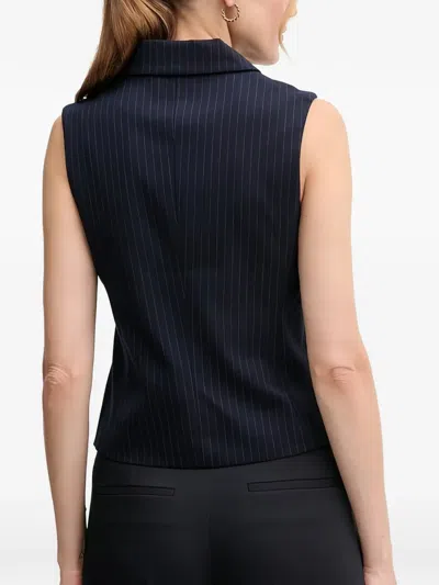 Benetton Pinstripe-pattern Buttoned Vest In Blue