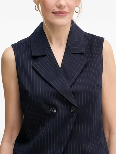 Benetton Pinstripe-pattern Buttoned Vest In Blue