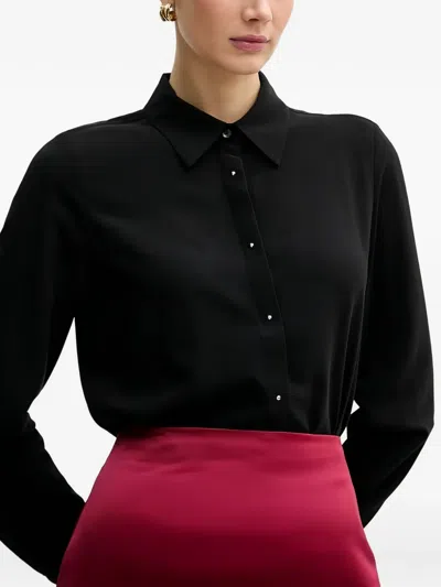 Benetton Buttoned Collared Shirt In Black
