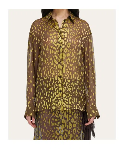 Ferragamo Devoré Georgette Shirt In Green