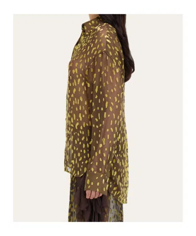 Ferragamo Devoré Georgette Shirt In Green