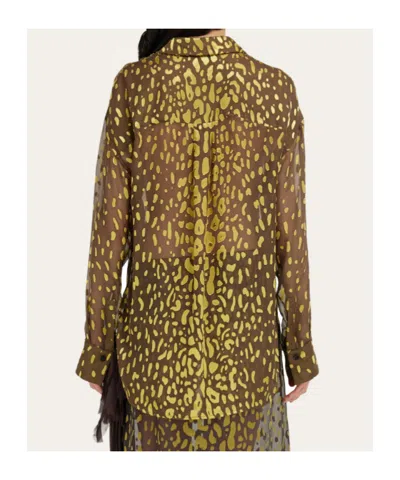 Ferragamo Devoré Georgette Shirt In Green