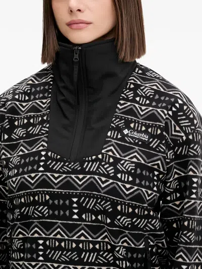 Columbia Patterned Zip-up Top In Black