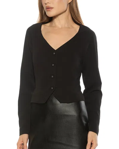 Alexia Admor Delyra Back Belt Front Button Crop Top In Black