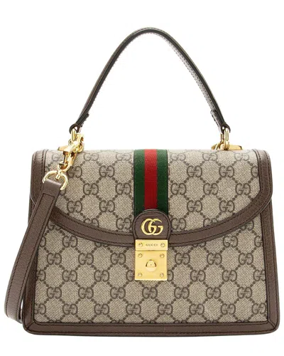 Gucci Ophidia Medium Top Handle Bag In Brown